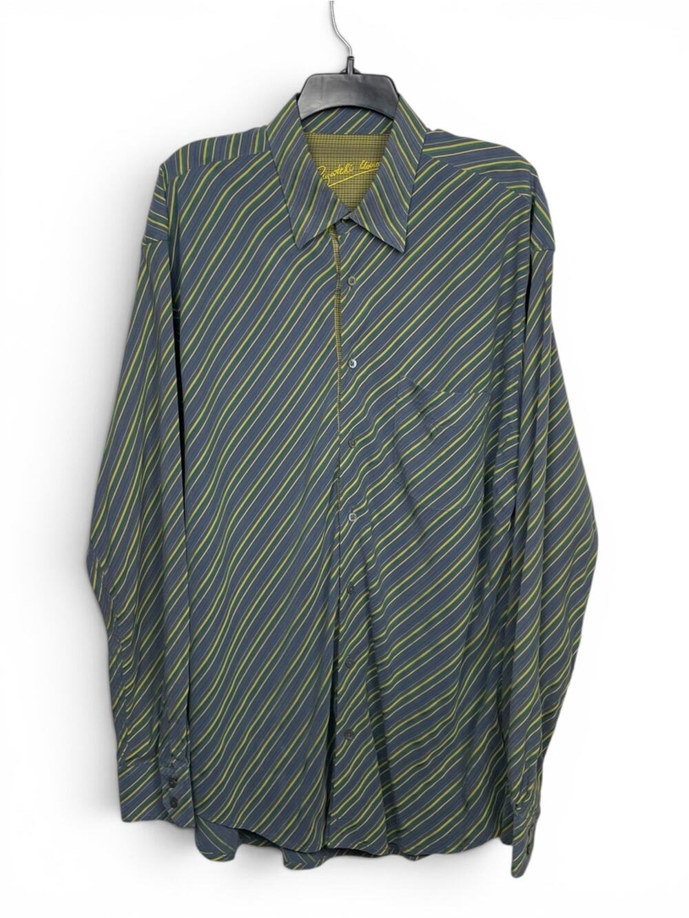 Men's Bugatchi Green Diagonal Stripe Button-Up Shirt XXL